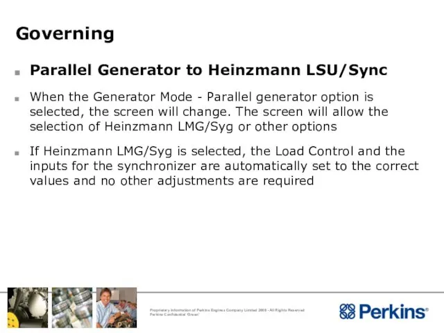 Governing Parallel Generator to Heinzmann LSU/Sync When the Generator Mode -