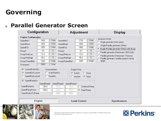 Governing Parallel Generator Screen