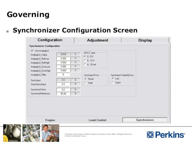 Governing Synchronizer Configuration Screen