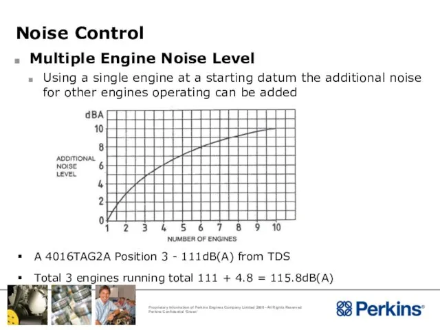 Noise Control Multiple Engine Noise Level Using a single engine at