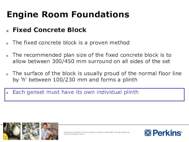 Engine Room Foundations Fixed Concrete Block The fixed concrete block is