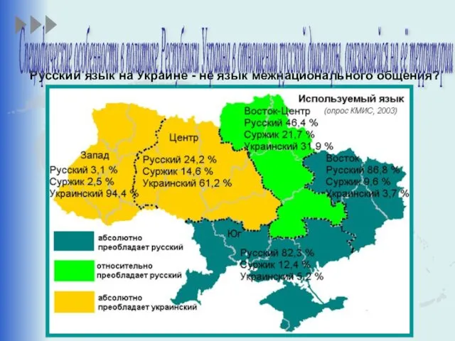 Русский язык на Украине - не язык межнационального общения? Специфические особенности