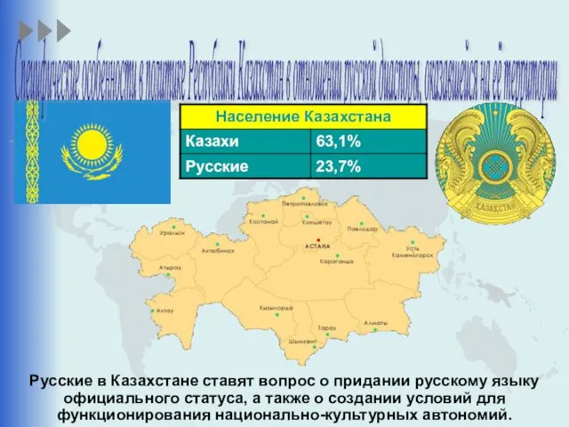 Специфические особенности в политике Республики Казахстан в отношении русской диаспоры, оказавшейся