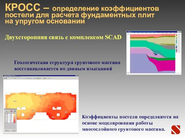 КРОСС – определение коэффициентов постели для расчета фундаментных плит на упругом