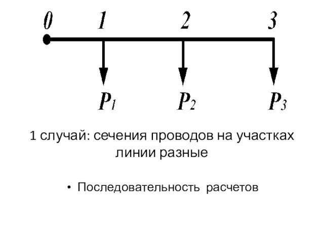 1 случай: сечения проводов на участках линии разные Последовательность расчетов