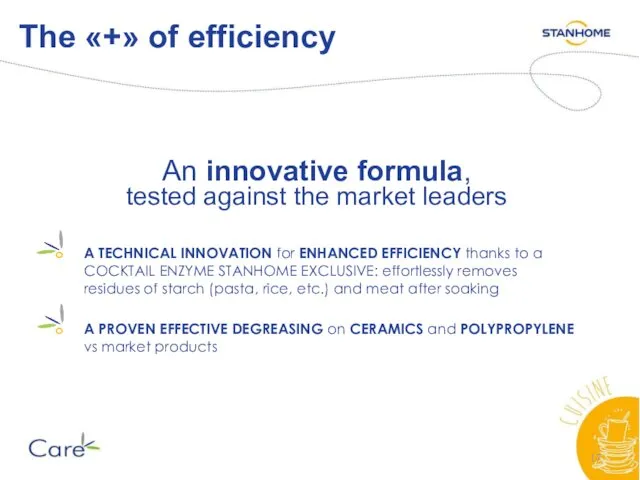 The «+» of efficiency An innovative formula, tested against the market