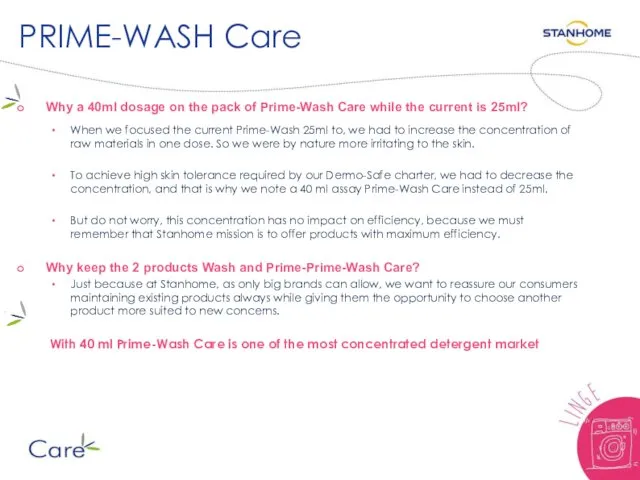 PRIME-WASH Care Why a 40ml dosage on the pack of Prime-Wash