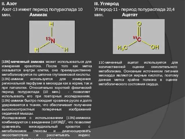 [13N]-меченный аммиак может использоваться для измерения кровотока. После того как метка