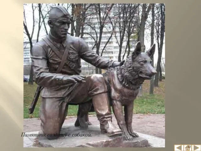 Памятник солдату с собакой.