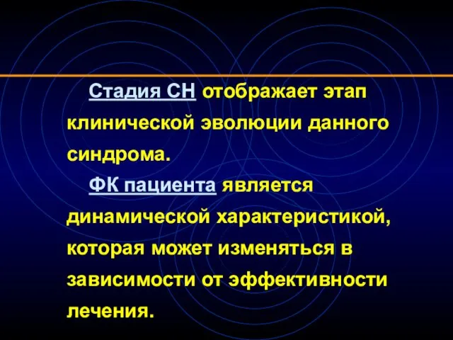 Стадия СН отображает этап клинической эволюции данного синдрома. ФК пациента является