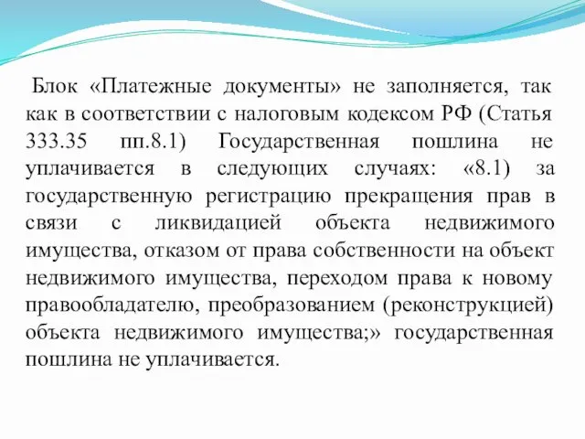 Блок «Платежные документы» не заполняется, так как в соответствии с налоговым