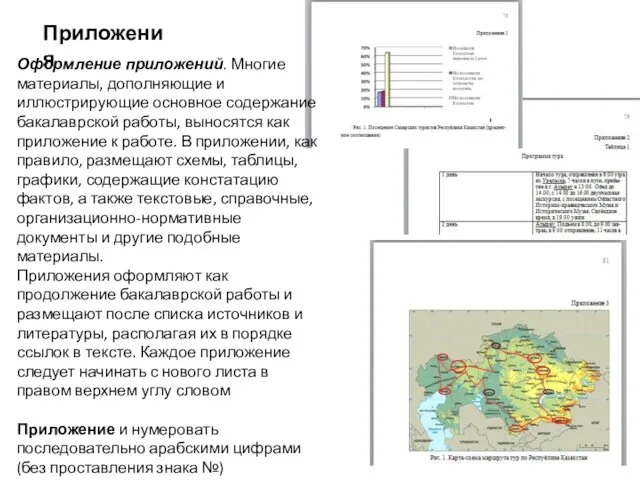 Оформление приложений. Многие материалы, дополняющие и иллюстрирующие основное содержание бакалаврской работы,