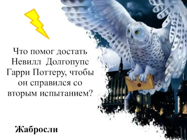 Что помог достать Невилл Долгопупс Гарри Поттеру, чтобы он справился со вторым испытанием? Жабросли