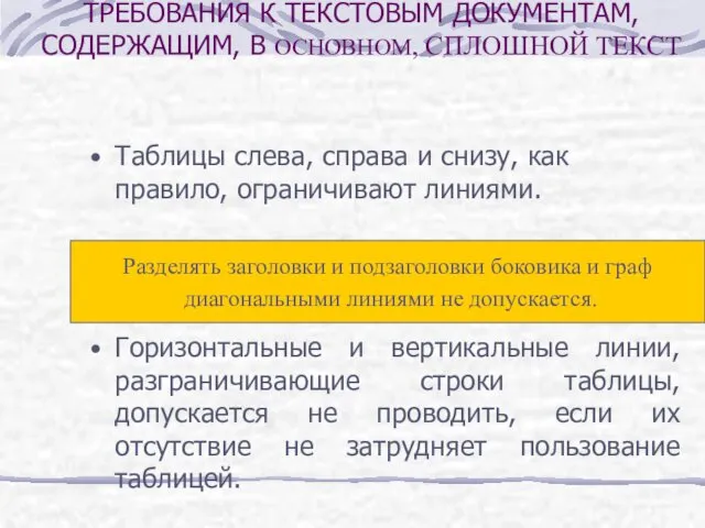 Таблицы слева, справа и снизу, как правило, ограничивают линиями. Горизонтальные и