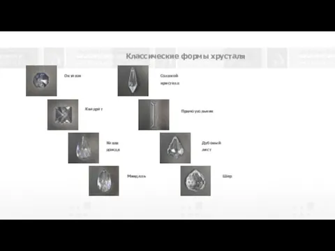 Октагон Шар Соляной кристалл Дубовый лист Миндаль Капля дождя Квадрат Классические формы хрусталя Прямоугольник