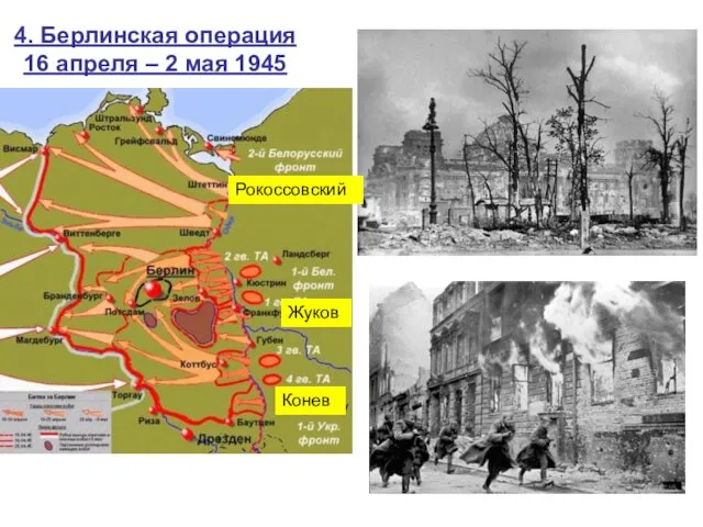 4. Берлинская операция 16 апреля – 2 мая 1945 Жуков Рокоссовский Конев