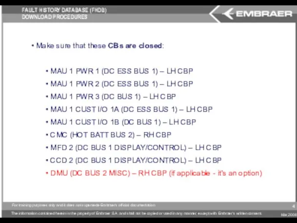 Make sure that these CBs are closed: MAU 1 PWR 1