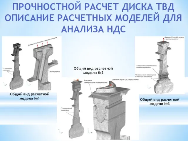 ПРОЧНОСТНОЙ РАСЧЕТ ДИСКА ТВД ОПИСАНИЕ РАСЧЕТНЫХ МОДЕЛЕЙ ДЛЯ АНАЛИЗА НДС Общий