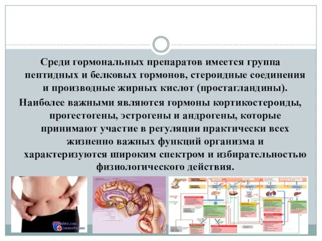 Среди гормональных препаратов имеется группа пептидных и белковых гормонов, стероидные соединения