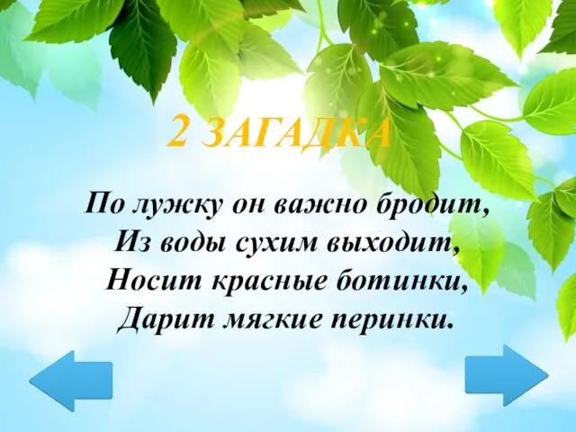 По лужку он важно бродит, Из воды сухим выходит, Носит красные