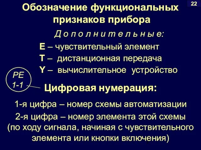 Обозначение функциональных признаков прибора E – чувствительный элемент T – дистанционная