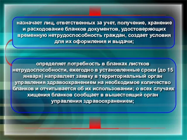 определяет потребность в бланках листков нетрудоспособности, ежегодно в установленные сроки (до