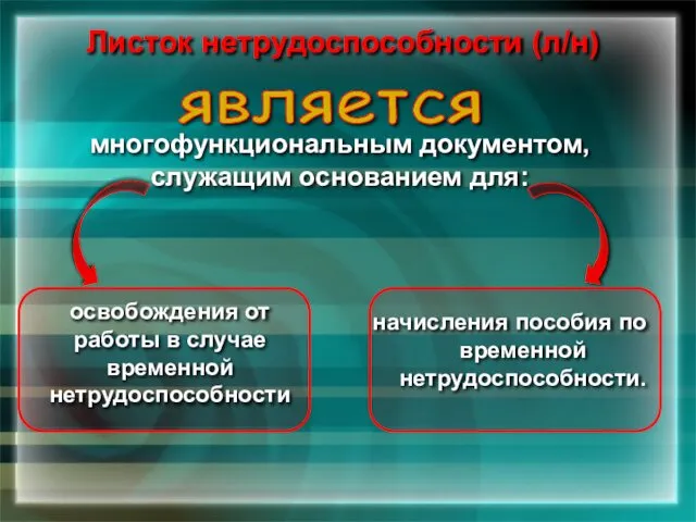 начисления пособия по временной нетрудоспособности. Листок нетрудоспособности (л/н) является многофункциональным документом,