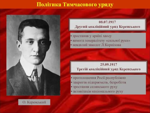 Політика Тимчасового уряду зростання у країні хаосу вимога генералітету «сильної руки»