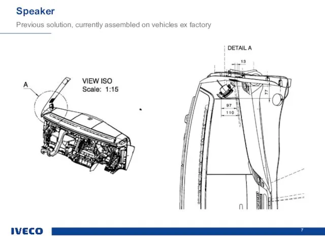 Speaker Previous solution, currently assembled on vehicles ex factory