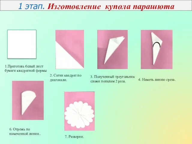 Этапы работы 1.Приготовь белый лист бумаги квадратной формы 2. Согни квадрат