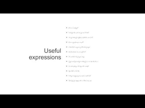 Useful expressions How can I help you? Would you like me