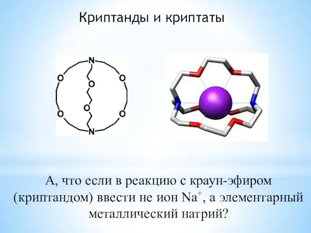 Криптанды и криптаты А, что если в реакцию с краун-эфиром (криптандом)