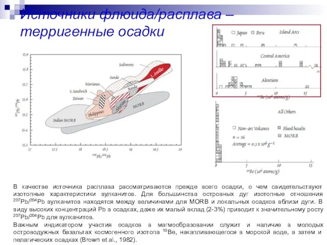 Источники флюида/расплава – терригенные осадки В качестве источника расплава рассматриваются прежде