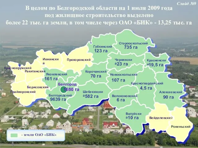 В целом по Белгородской области на 1 июля 2009 года под