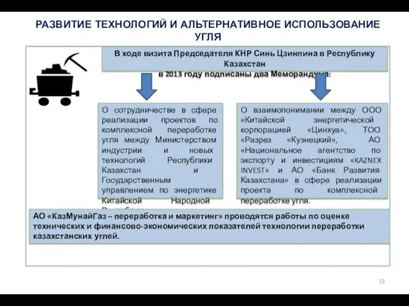 О сотрудничестве в сфере реализации проектов по комплексной переработке угля между