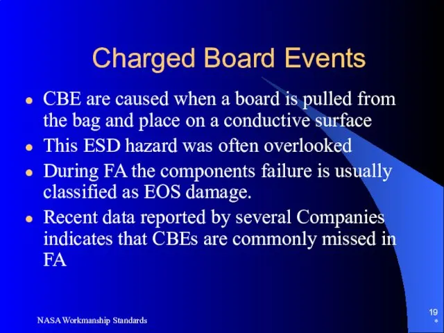 Charged Board Events CBE are caused when a board is pulled