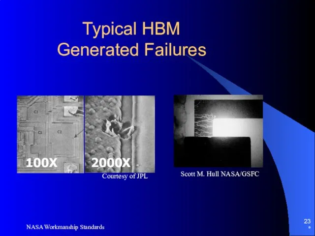 * NASA Workmanship Standards Typical HBM Generated Failures 2000X 100X Courtesy