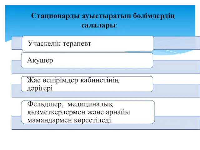 Стационарды ауыстыратын бөлімдердің салалары: