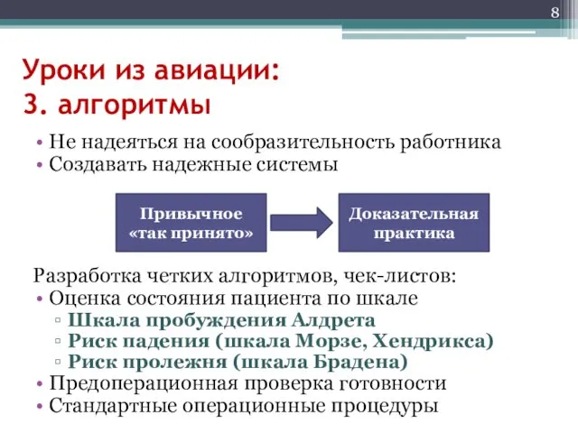 Уроки из авиации: 3. алгоритмы Не надеяться на сообразительность работника Создавать