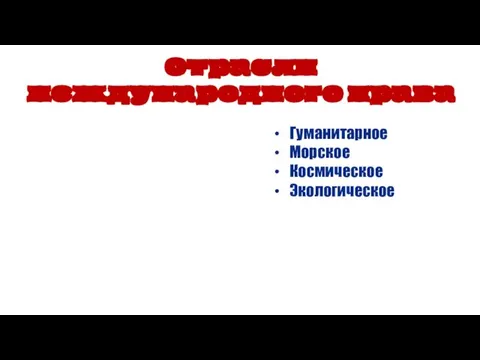 Отрасли международного права Гуманитарное Морское Космическое Экологическое