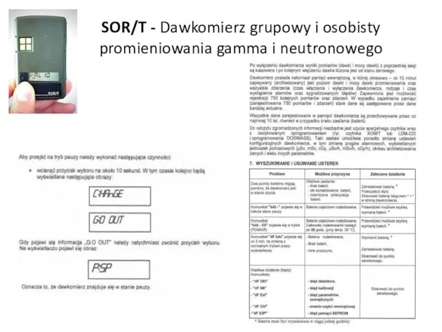 SOR/T - Dawkomierz grupowy i osobisty promieniowania gamma i neutronowego