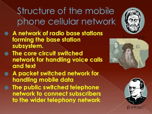 Structure of the mobile phone cellular network A network of radio
