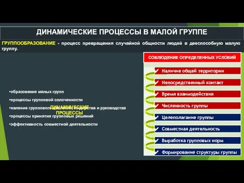 ДИНАМИЧЕСКИЕ ПРОЦЕССЫ В МАЛОЙ ГРУППЕ ГРУППООБРАЗОВАНИЕ - процесс превращения случайной общности