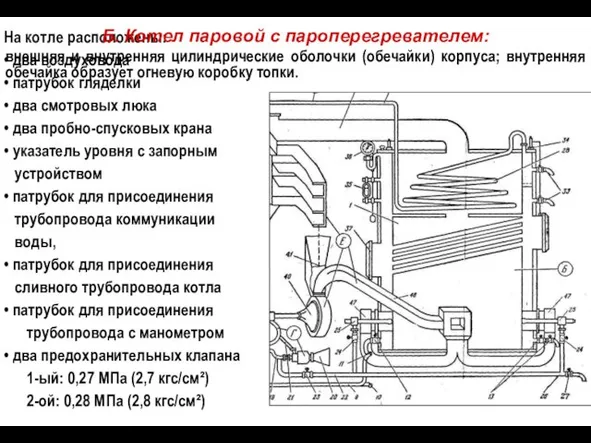 внешняя и внутренняя цилиндрические оболочки (обечайки) корпуса; внутренняя обечайка образует огневую