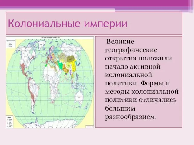 Великие географические открытия положили начало активной колониальной политики. Формы и методы