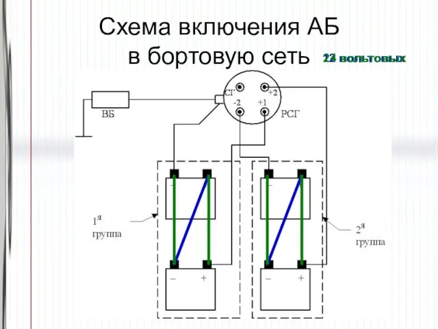 Схема включения АБ в бортовую сеть 12 вольтовых 24 вольтовых