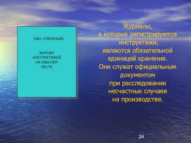 Журналы, в которых регистрируются инструктажи, являются обязательной единицей хранения. Они служат