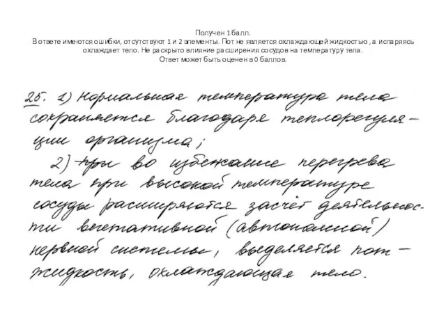 Получен 1 балл. В ответе имеются ошибки, отсутствуют 1 и 2