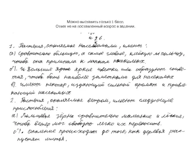 Можно выставить только 1 балл. Ответ не на поставленный вопрос в задании.