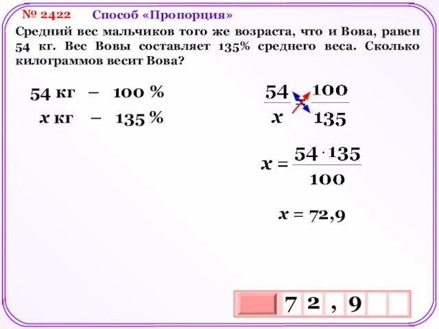 № 2422 Средний вес мальчиков того же возраста, что и Вова,